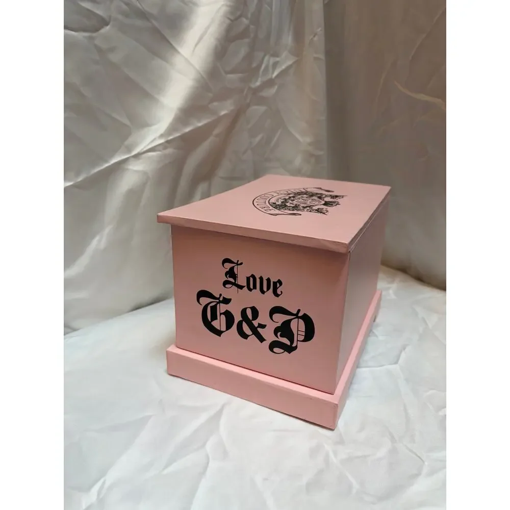Vintage Juicy Couture Pink & Black Striped Jewelry Box